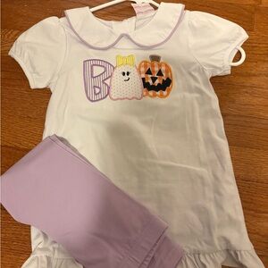 Kids Halloween Boo Matching Set - White and Purple